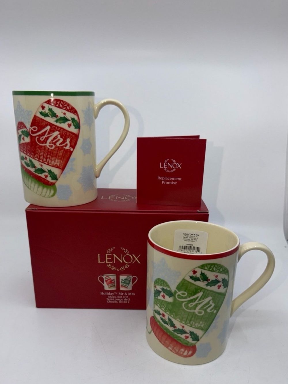 Lenox Holiday Mr. and Mrs.
Winter Mittens Coffee Mugs Set
Of 2